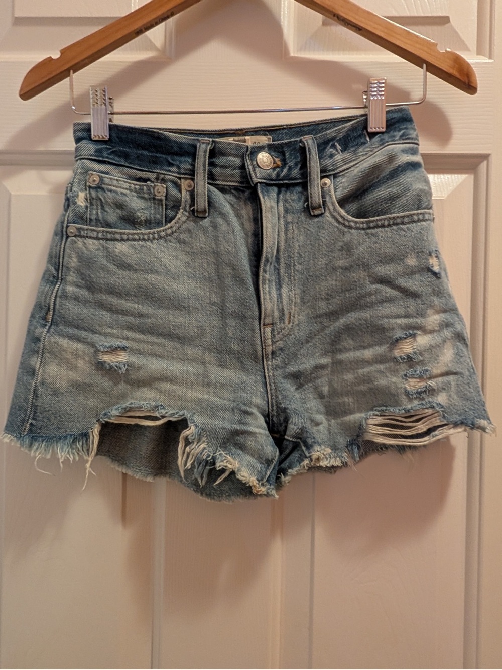 Madewell High-Rise Distressed Denim Shorts - Light Blue